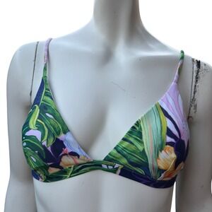 Rip Curl Bikini Top Tropical Floral Triangle Surf Coconut Girl Multicolor Y2K S